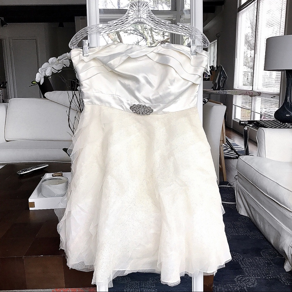White Cream Prom Dress, SIZE L 